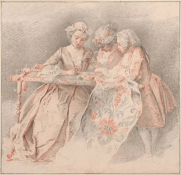 The Embroiders. Artist: Portail, Jacques-Andre (1695-1759)