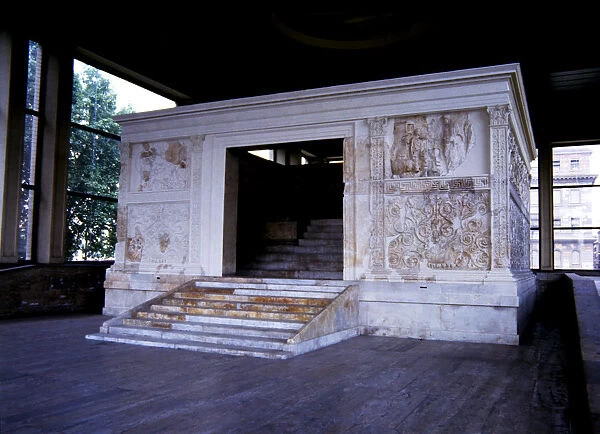 Exterior view of the Ara Pacis Augustae in Rome