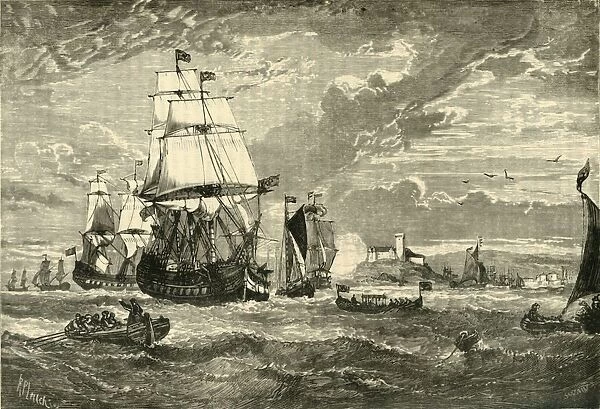 The First Fleet of the East India Company Leaving Woolwich, 1601, (1890. ) Creator: Unknown
