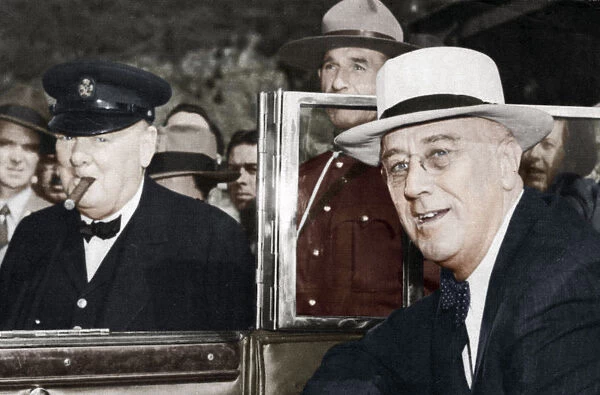 Franklin D Roosevelt and Winston Churchill meeting in Quebec, Canada, 1944