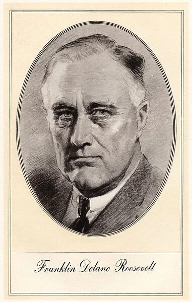 Franklin Delano Roosevelt, 32nd President of the United States, (mid 20th century). Artist: Gordon Ross