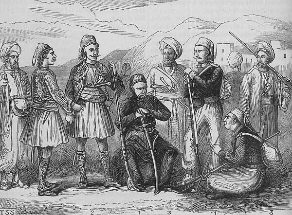 Group of (1) Turks, (2) Albanians, (3) Druses, c1880. Artist: T. S. S