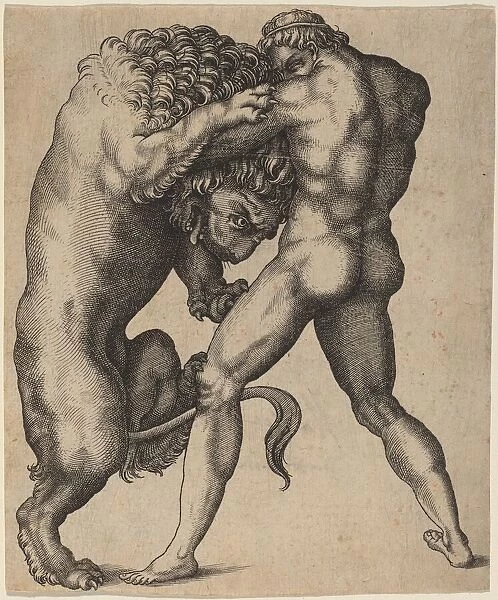 Hercules and the Nemean Lion, c. 1550. Creator: Unknown