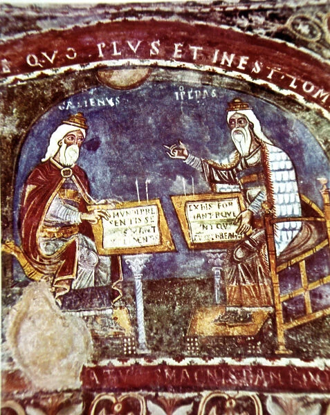 Hippocrates and Galen, physicians, fresco of the Cathedral of Anagni