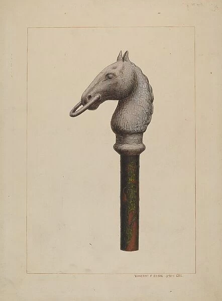 Horse Head Hitching Post, 1935  /  1942. Creator: Vincent P. Rosel