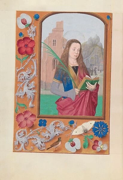 Hours of Queen Isabella the Catholic, Queen of Spain: Fol. 191v, St. Barbara, c. 1500