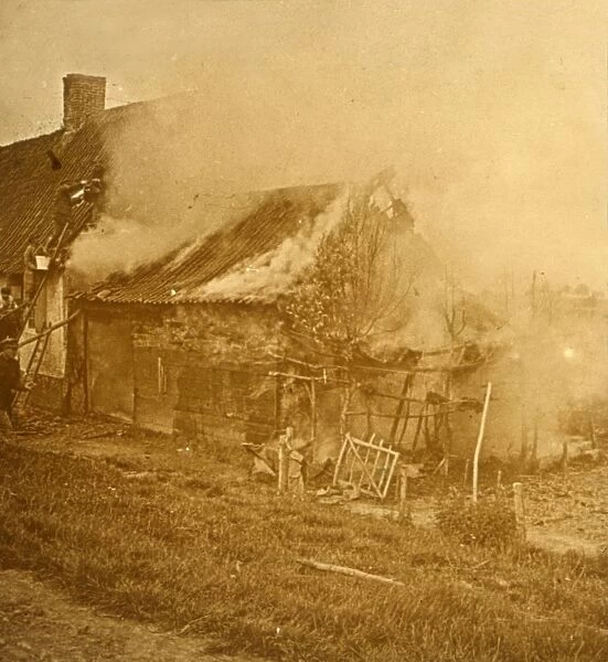 House hit by a shell, c1914-c1918