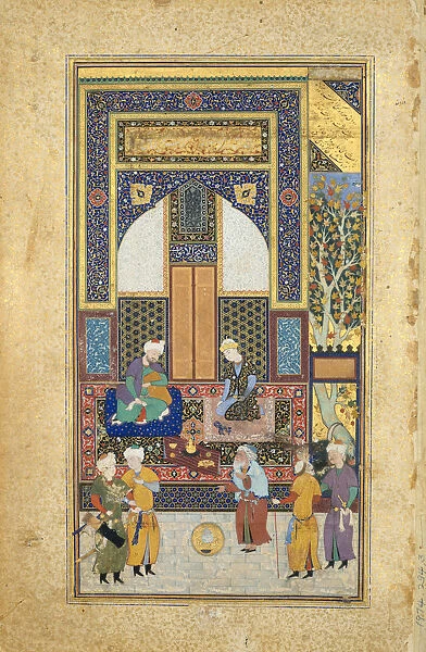 Interior Reception, Folio 36r from a Bustan of Sa di, ca. 1525-35. Creator: Shaikh Zada