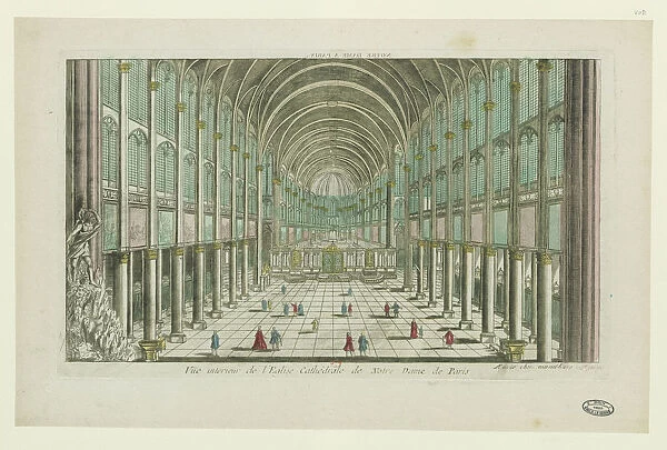 Interior view of the cathedral Notre-Dame de Paris, ca 1770. Creator: Anonymous