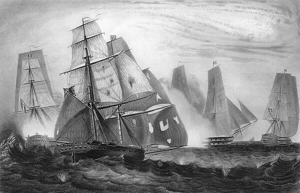 Intrepid behaviour of Captain Charles Napier, 15 April 1809 (c1857). Artist: George Greatbatch
