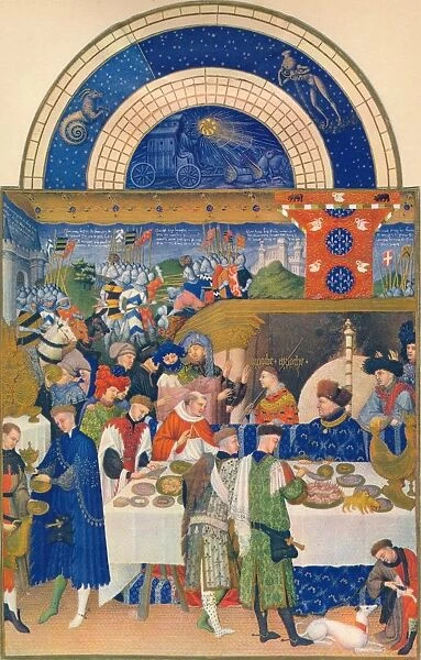 January - the Duc de Berry at table, 15th century, (1939). Creator: Jean Limbourg