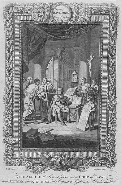 King Alfred the Great, forming a Code of Laws, and Dividing the Kingdom into Counties, c1787