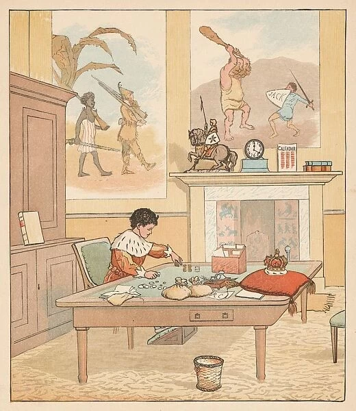 The King was in his counting-house, Counting out his Money, 1880. Creator: Randolph Caldecott