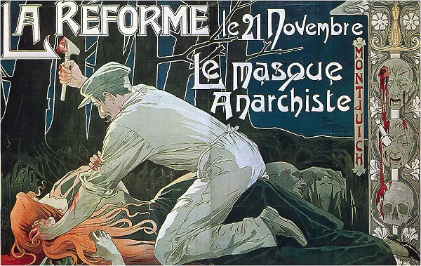 La Reforme le 21 Novembre, le masque anarchiste, 1897. Artist: Privat-Livemont, Henri (1861?1936)