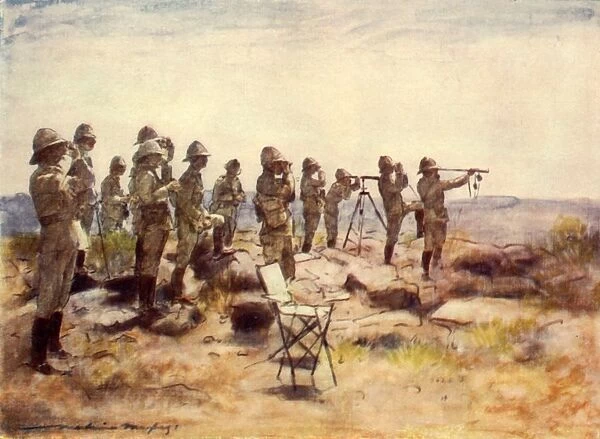 Lord Roberts and Staff Watching the Battle of Osfontein, 1900, (1901). Creator: Mortimer L Menpes