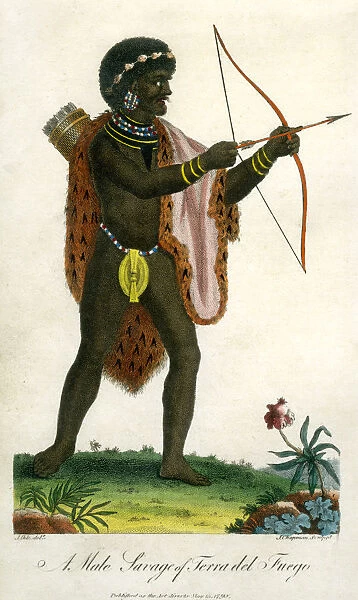 A Male Savage of Terra del Fuego, 1795. Artist: J Chapman