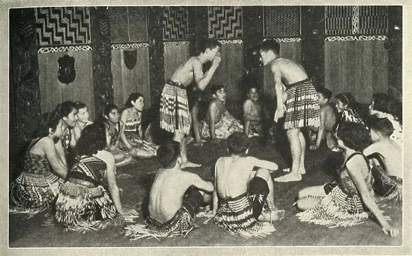 These Maori children at the Native School, Whakarewarewa, are playing a hand game, c1948