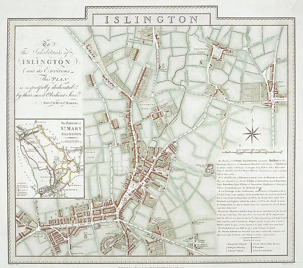 Map of the parish of St Mary, Islington, London, 1793. Artist: Benjamin Baker