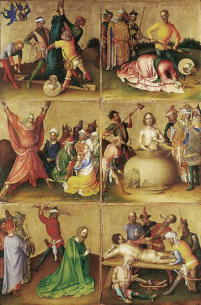 Martyrdom of the Apostles. Left panel. Artist: Lochner, Stephan (ca 1400  /  10-1451)