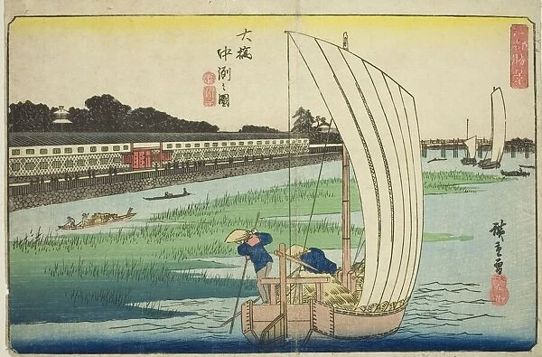 Nakasu at Ohashi (Ohashi Nakasu no zu), from the series 'Exceptional Views of Edo... c.1835 / 39. Creator: Ando Hiroshige. Nakasu at Ohashi (Ohashi Nakasu no zu), from the series 'Exceptional Views of Edo... c.1835 / 39. Creator: Ando Hiroshige