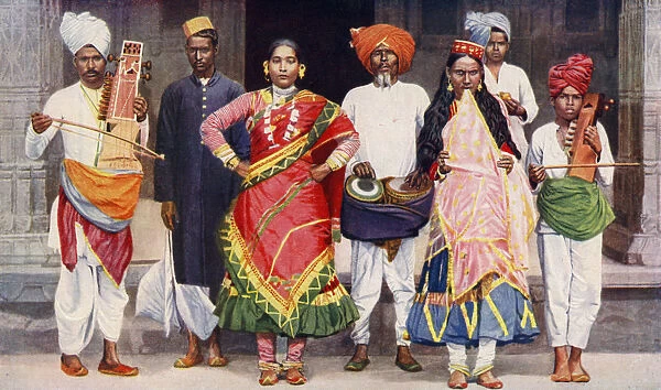 Nautch dancing girls with accompanying musicians, India, 1922. Artist: SR Norton