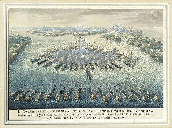 The naval Battle of Gangut on July 27, 1714, after 1724. Creator: Martin, Pierre-Denis II