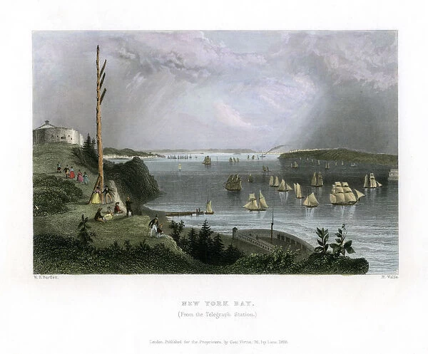 New York Bay as seen from the Telegraph Station, USA, 1838. Artist: R Wallis