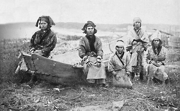 A party of Ainu women, Monbetsu, Hokkaido, Japan, 1902