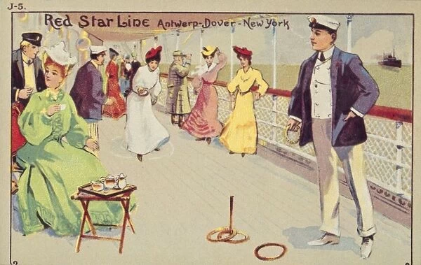 Peg quoits on board a Red Star Line passenger ship, 1907. Creator: Unknown