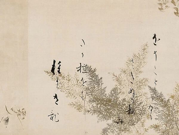 A Poem from the Shin Kokinshu with Design of Shinobugusa (Moss Fern), 1605-10. Creator: Hon'ami Koetsu