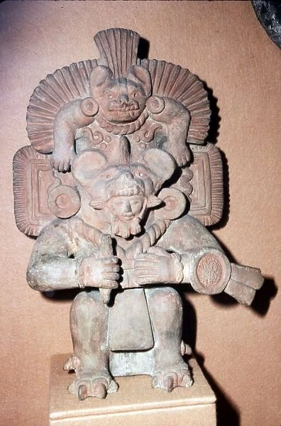 Pottery. Bat-God: pottery with red paint. Zapotec culture, Mexico, 300-900 AD. (A branch of Aztec cu