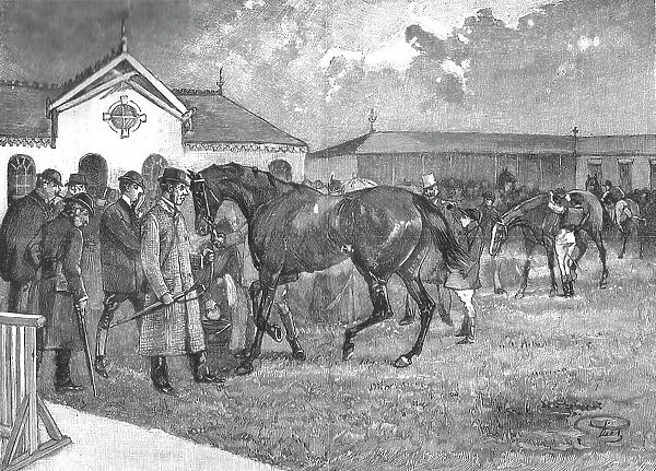 The Racing Season- Notes at Newmarket; Inspecting the Favourite, 1890. Creator: Unknown
