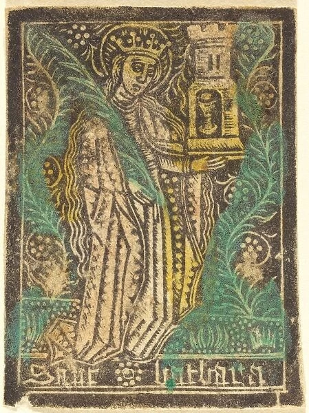 Saint Barbara, 1460  /  1480. Creator: Workshop of the Master of the Aachen Madonna