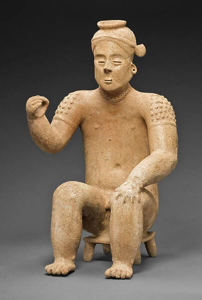 Seated Male Figure with One Arm Raised, A. D. 100  /  900. Creator: Unknown