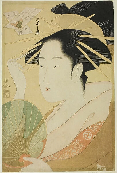 A Selection of Six Flowers - A Parody Rokkasen (Yatsushi rokkasen): Bishop Henjo, c. 1798. Creator: Hosoda Eishi