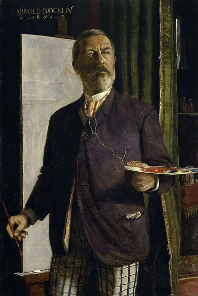 Self-Portrait in the Studio, 1893. Creator: Bocklin, Arnold (1827-1901)