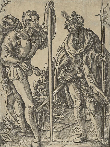 Two Soldiers with Lance and Halberd Conversing, ca. 1515
