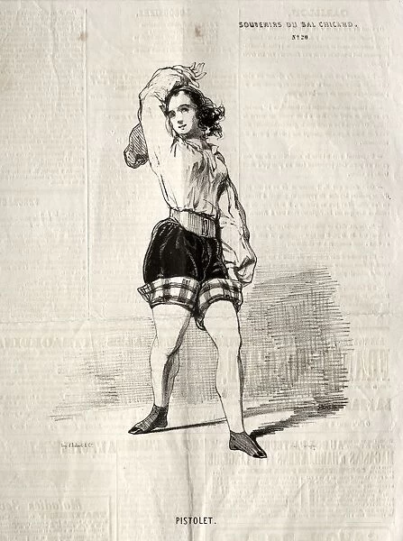Souvenirs du Bal Chicard: Pistolet, 1843. Creator: Paul Gavarni (French, 1804-1866)