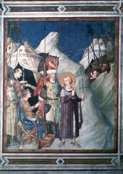 St Martin Renounces his Weapons, 1312-1317. Artist: Simone Martini
