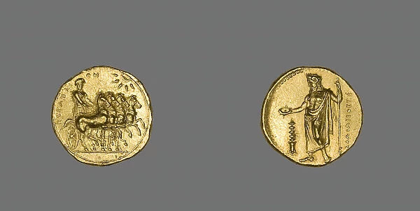 Stater (Coin) Depicting a Quadriga, 322-308 BCE. Creator: Unknown