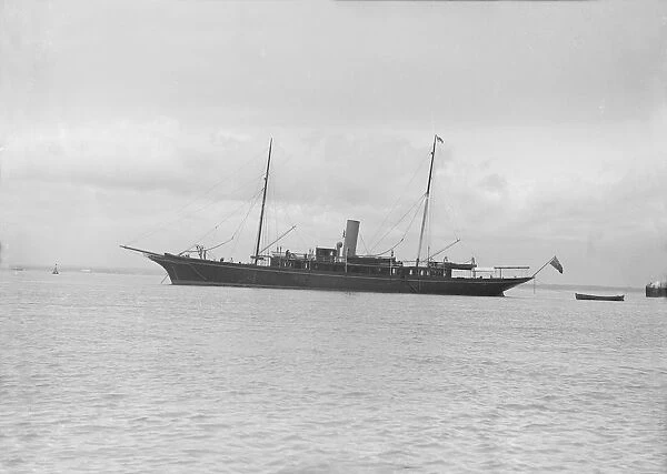 The steam yacht Maid of Honour at anchor. Creator: Kirk & Sons of Cowes