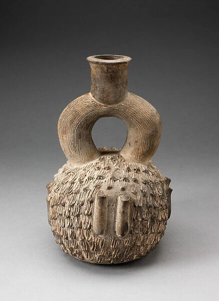 Stirrup Spout Vessel with Raised Appliques Covering the Surface, 1000 B. C.  /  200 B. C