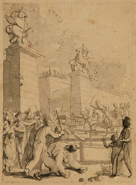 Street scene during the revolution, c. 1800