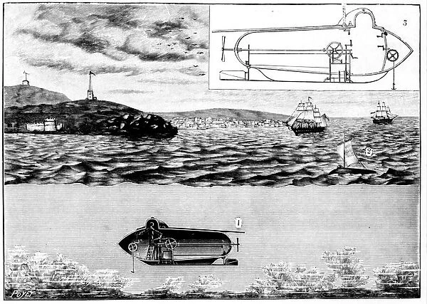 The submarine Nautilus, 1901. Artist: Poyet