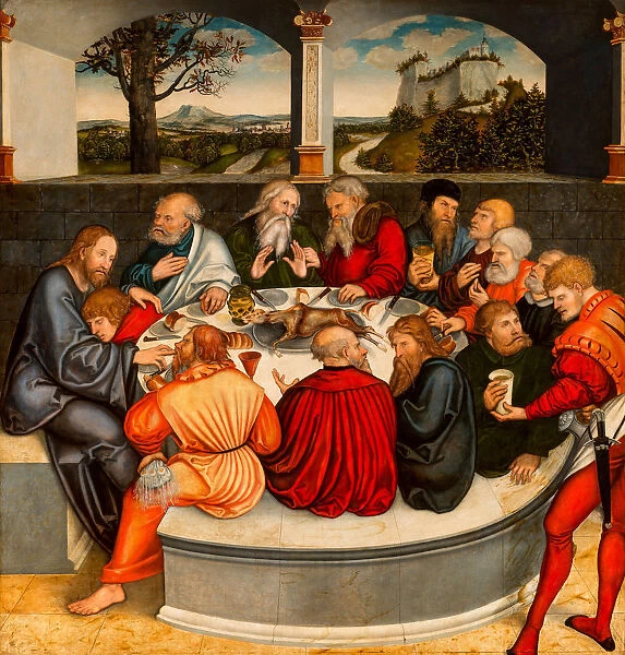 The Last Supper (with Luther amongst the Apostles), Reformation altarpiece, 1539-1543