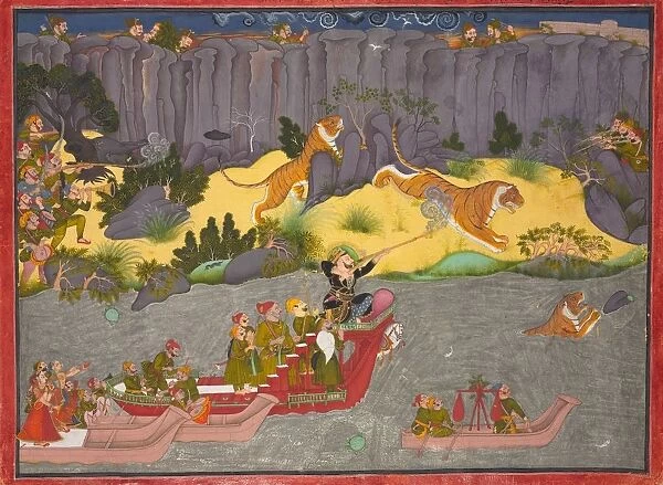 Tiger Hunt of Raja Ram Singh II, c. 1830-1840. Creator: Unknown