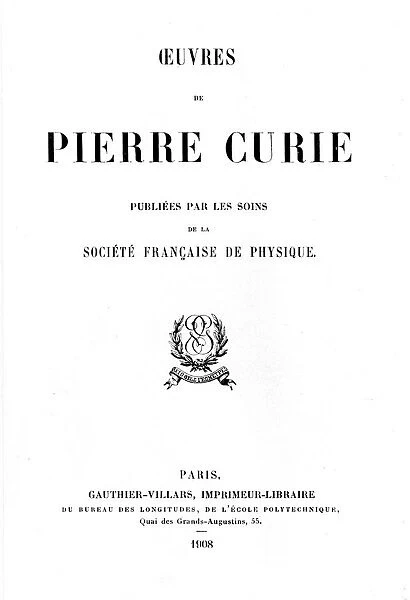 Title page of Oeuvres de Pierre Curie, 1908