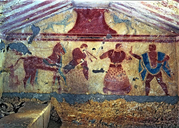 Tomb of the two beams, detail of mural Paintings from Tarquinia