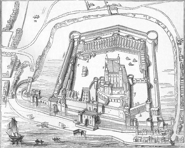 The Tower of London, 1597, (1845). Artists: Gulielmus Haiward, John Gascoyne