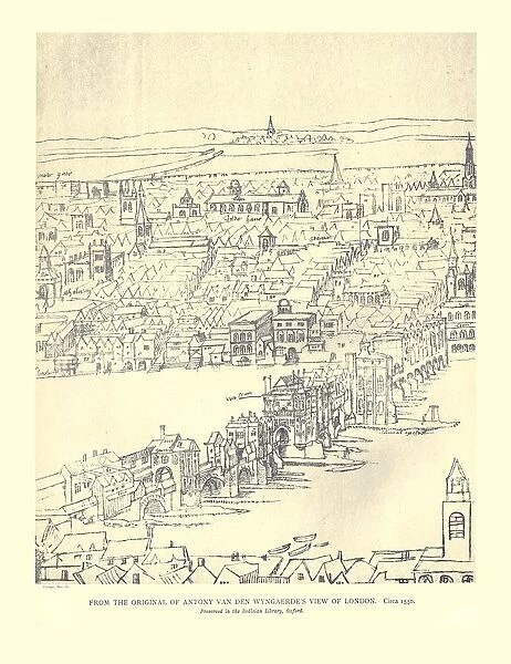Van Den Wyngaerdes View of London, c1550, (1886). Artist: Anthonis van den Wyngaerde